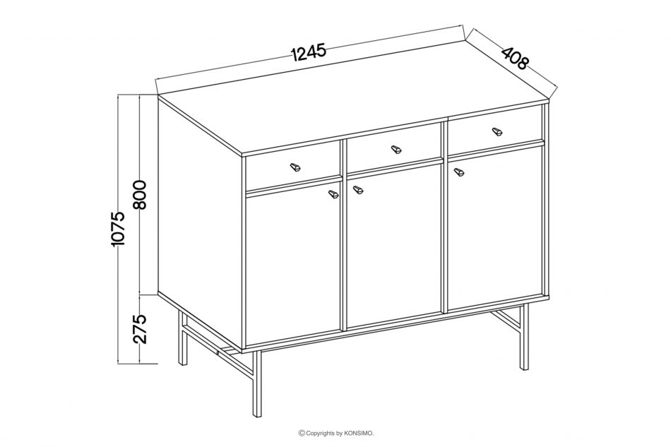 FLOREN Široká krémová komoda so zlatými nožičkami v modernom štýle krémová/zlatá - obrázok 7
