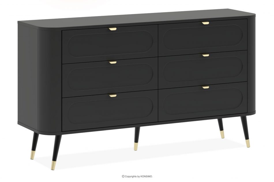 LONA Zaoblená široká komoda čierna čierna - obrázok 0