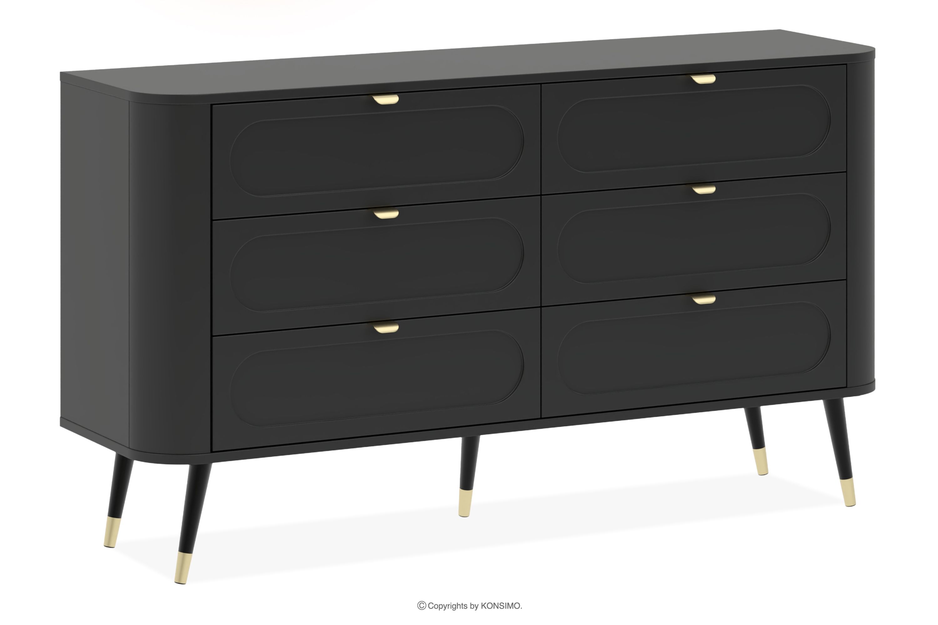 Zaoblená široká komoda čierna