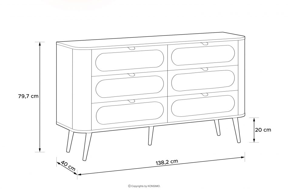 LONA Zaoblená široká komoda čierna čierna - obrázok 3