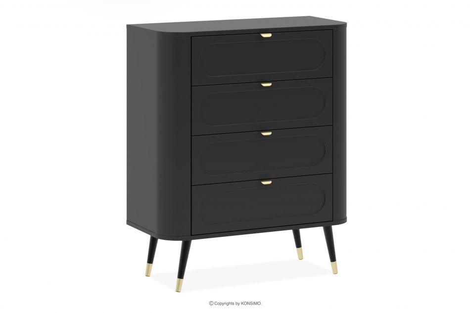 LONA Zaoblená vysoká komoda čierna čierna - obrázok 0