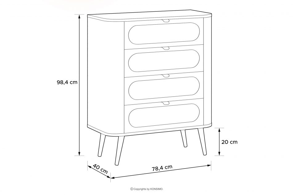LONA Zaoblená vysoká komoda čierna čierna - obrázok 2
