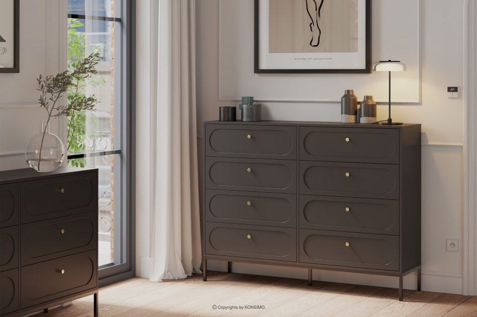 TILA Komoda s čiernymi nožičkami čierna - obrázok 1