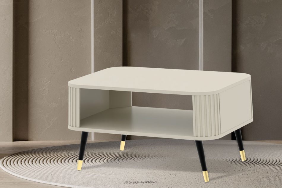 PURA Konferenčný stolík s rifľovým krémom krémová - obrázok 1