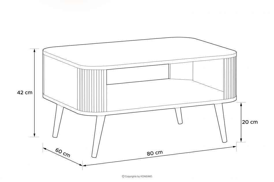 PURA Konferenčný stolík s rifľovým krémom krémová - obrázok 2