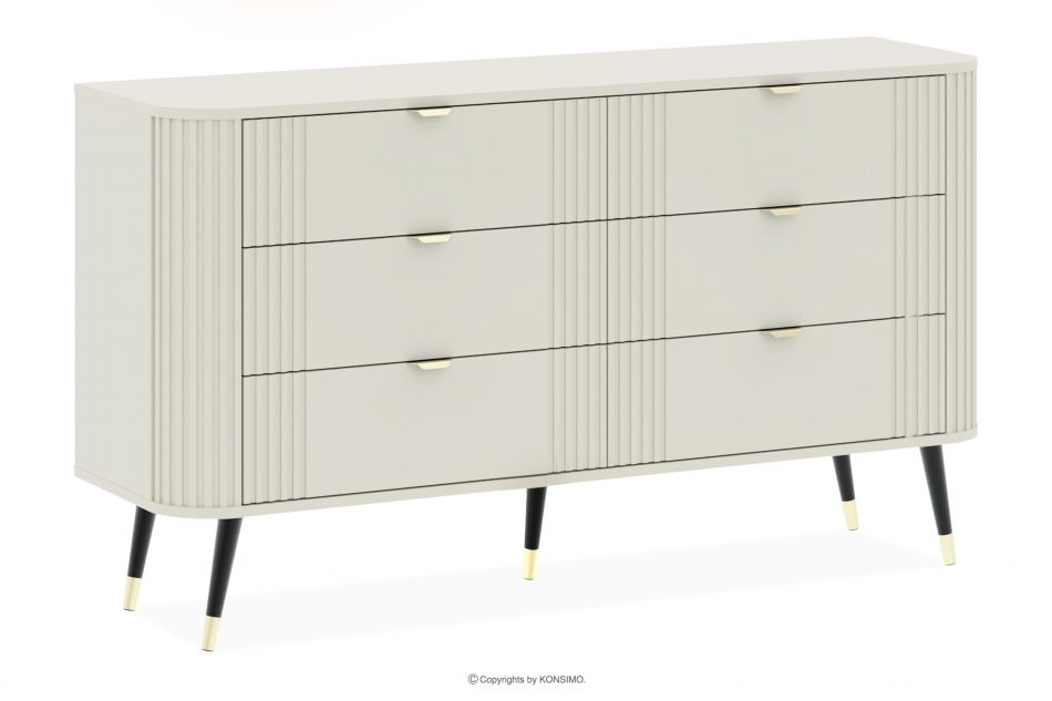 PURA Široká komoda s ryhovaním krémovej farby krémová - obrázok 0