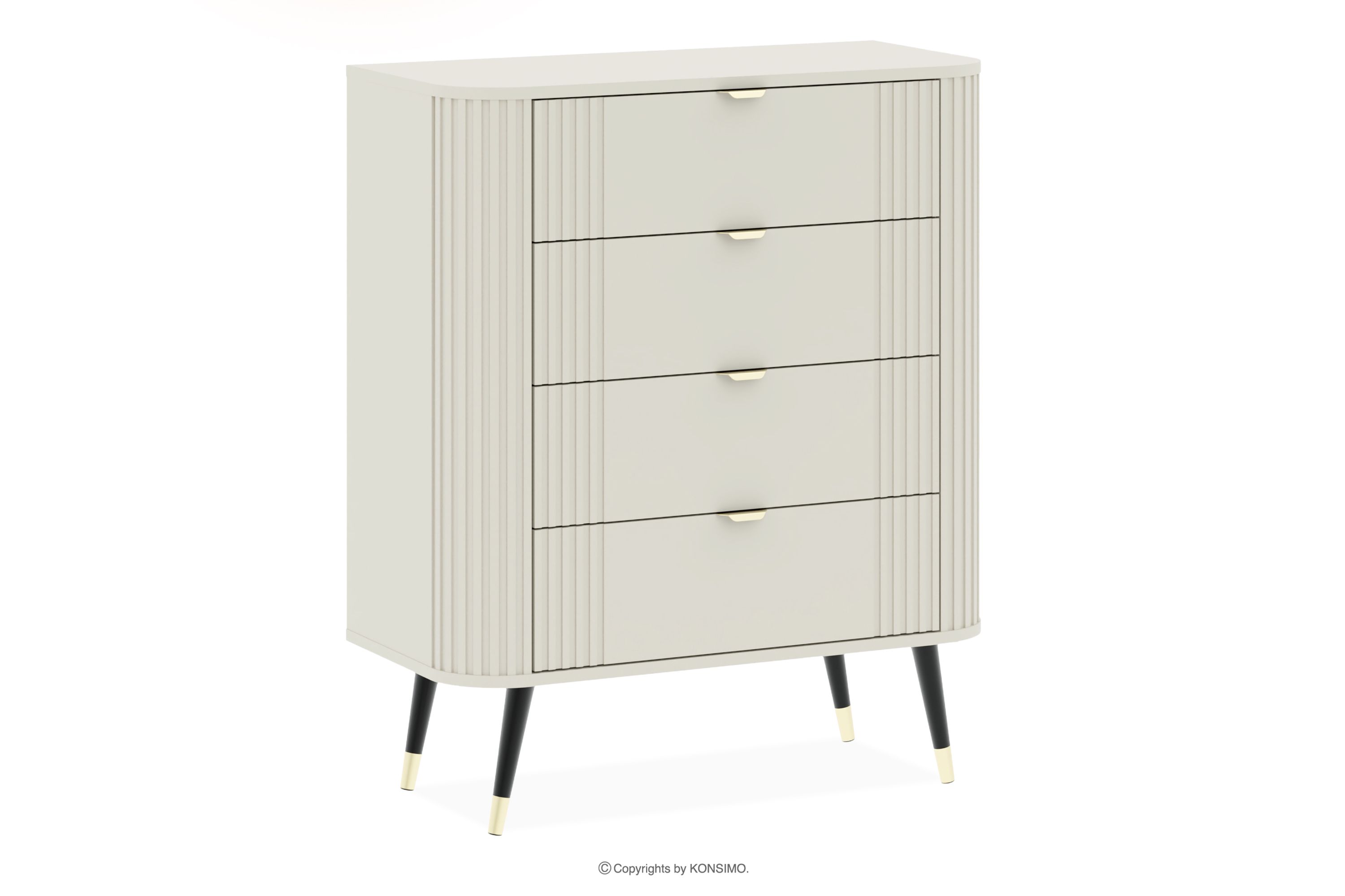 Rýhovaná komoda krémová