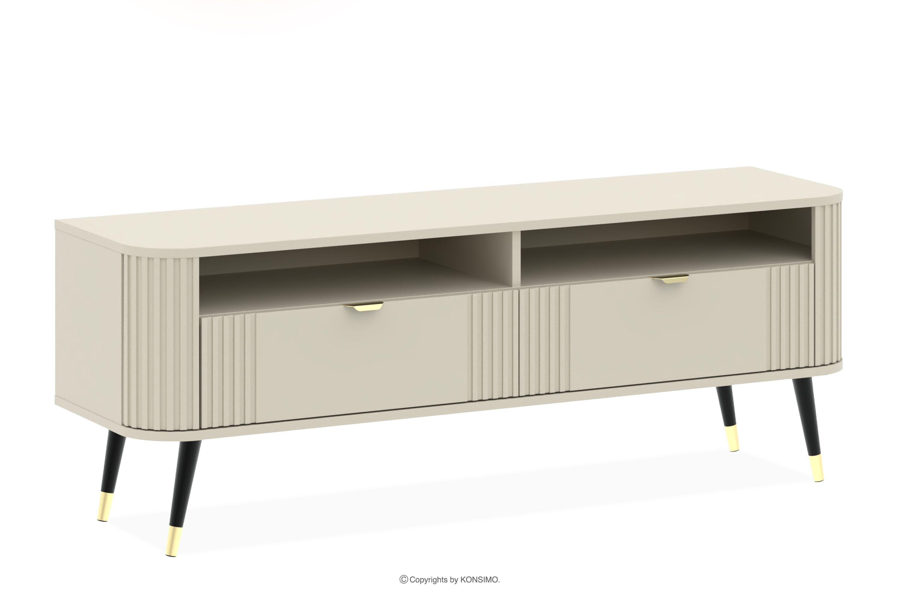 Rýhovaná skrinka RTV krémovej farby