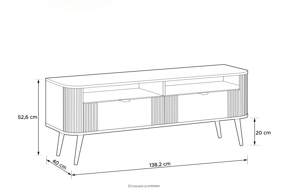 PURA Rýhovaná skrinka RTV krémovej farby krémová - obrázok 2