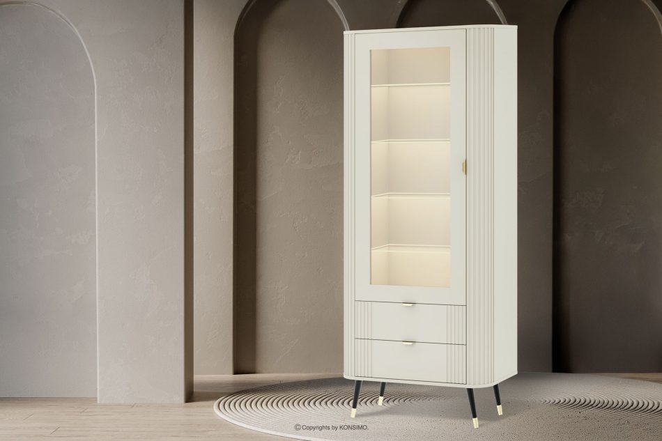 PURA Rýhovaná vitrína krémovej farby krémová - obrázok 1