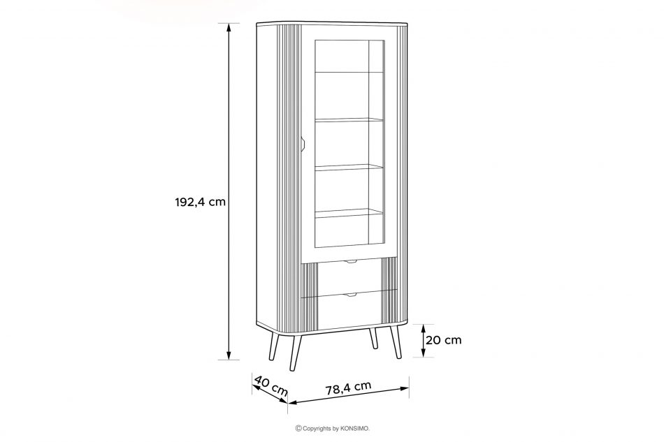 PURA Rýhovaná vitrína krémovej farby krémová - obrázok 2