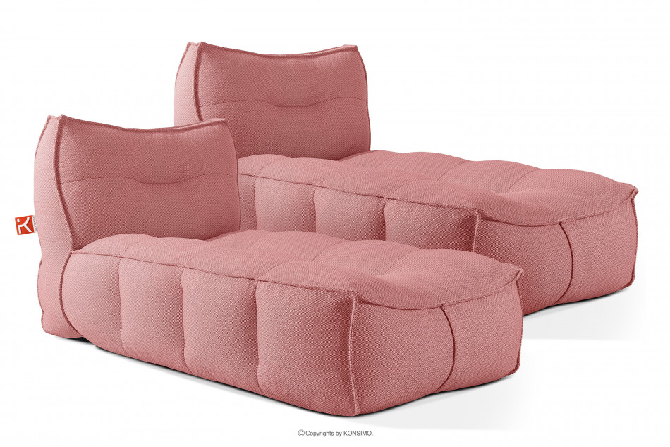 LOVIA Pohodlné záhradné lehátko z tkanej vonkajšej látky, 2 ks, červená/biela červená/biela - obrázok 0