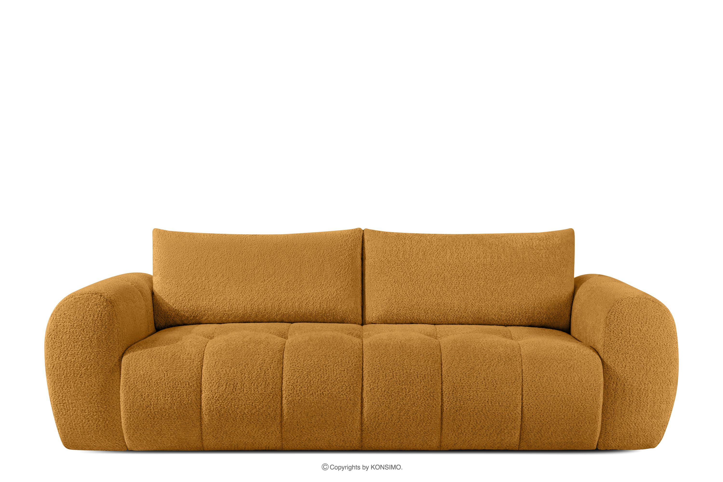 Sofa boucle v štýle japandi medová
