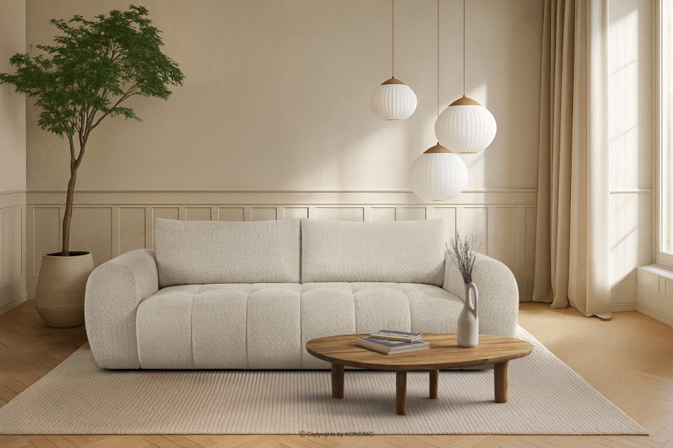 LIRA Trojmiestna pohovka z tkaniny boucle biela biela - obrázok 21