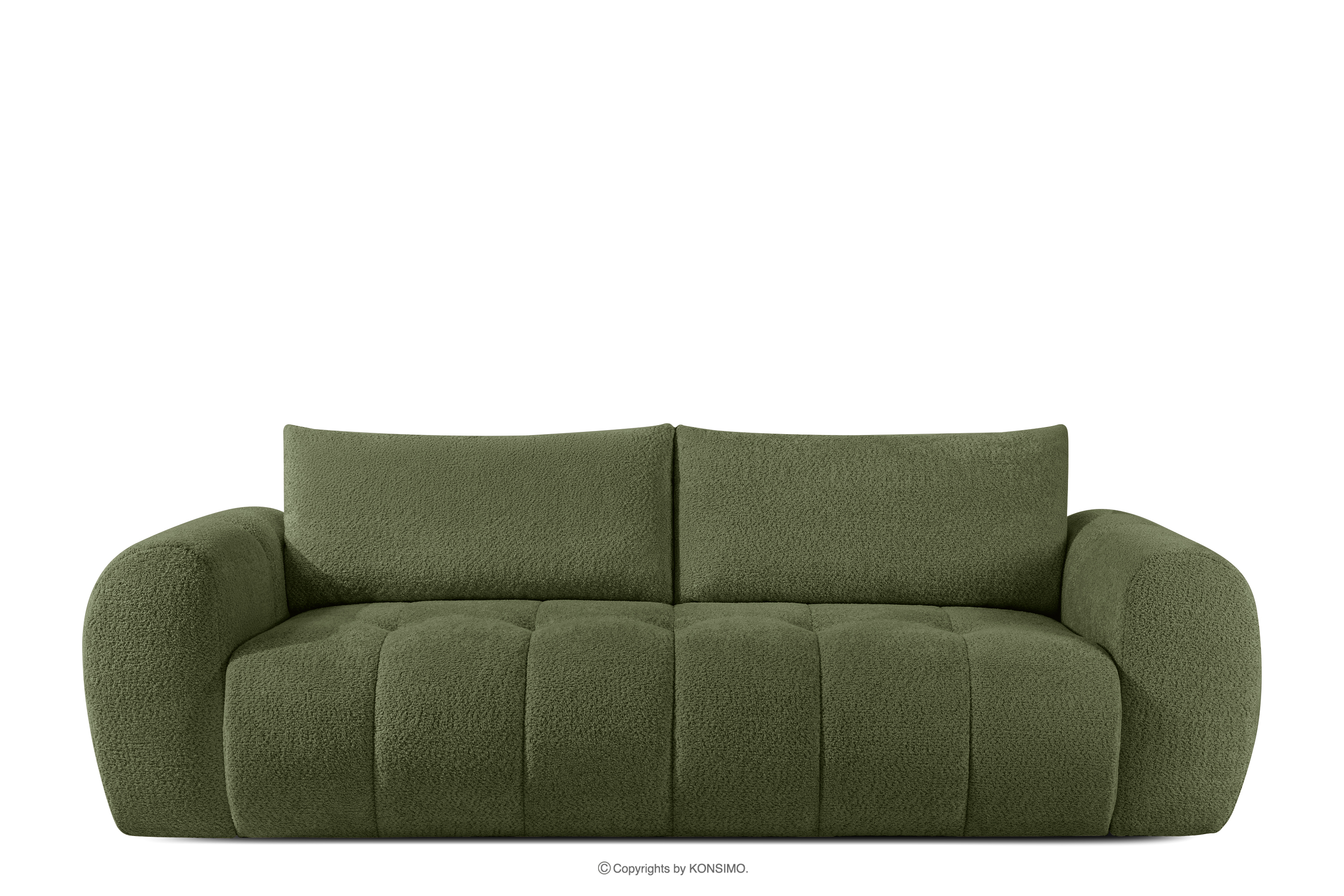 Sofa boucle v štýle japandi olivová