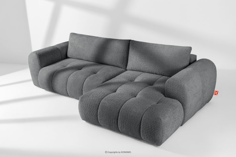 LIRA Rohová sedacia súprava v japandi štýle boucle tmavosivá vpravo tmavošedá - obrázok 1