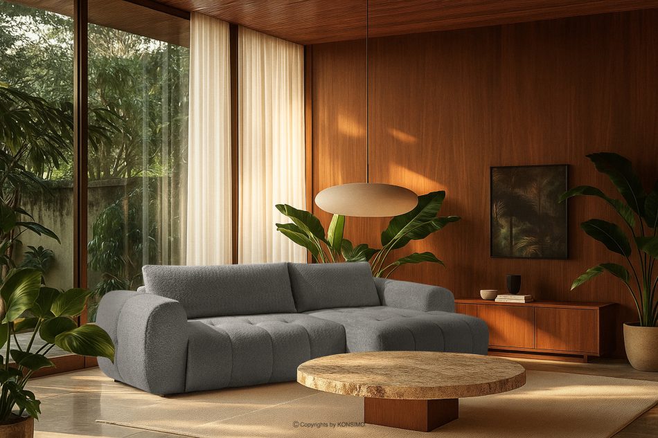 LIRA Rohová sedacia súprava v japandi štýle boucle tmavosivá vpravo tmavošedá - obrázok 22