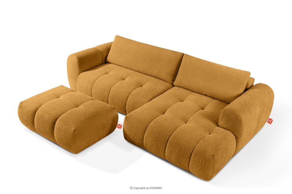 LIRA Rohová pohovka v japandi štýle v látke boucle medová vpravo medová - obrázok 6