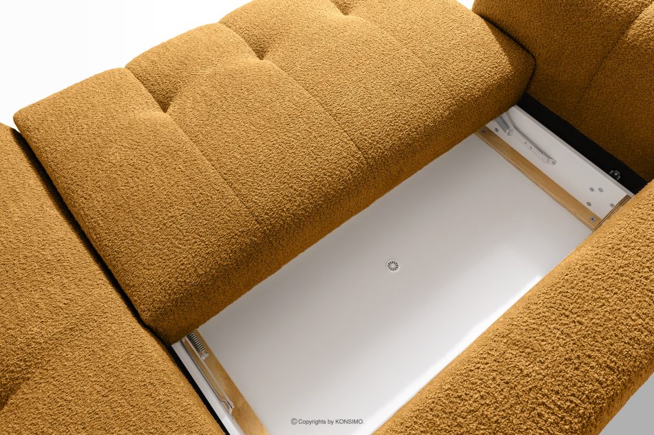 LIRA Rohová pohovka v japandi štýle v látke boucle medová vpravo medová - obrázok 15