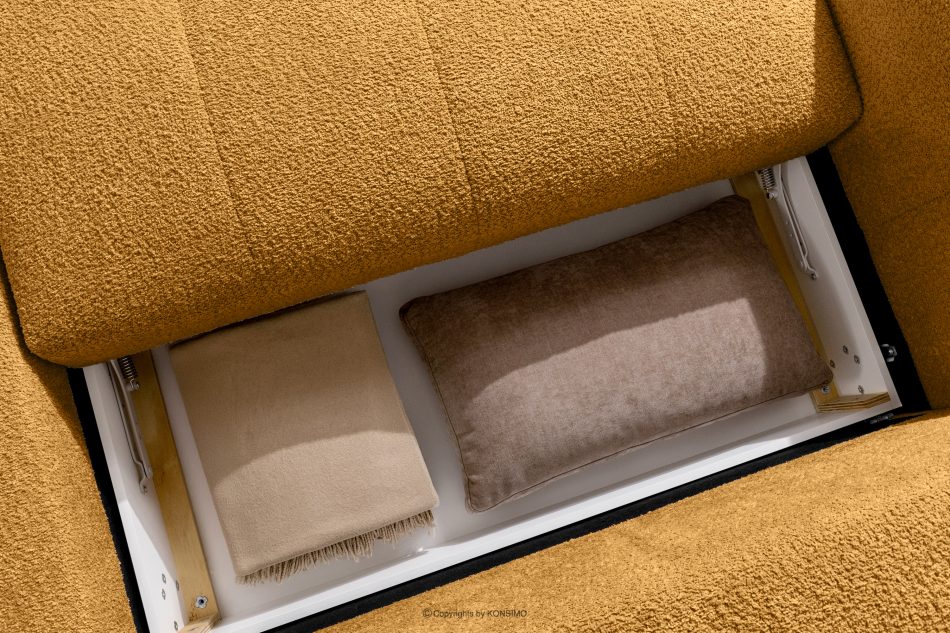 LIRA Rohová pohovka v japandi štýle v látke boucle medová vpravo medová - obrázok 16