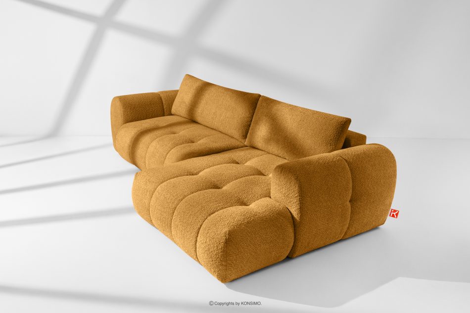 LIRA Rohová pohovka v japandi štýle v látke boucle medová vpravo medová - obrázok 18