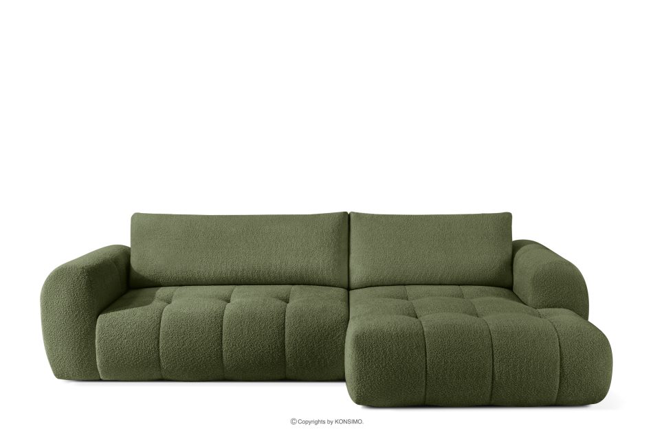 LIRA Rohová pohovka v japandi štýle boucle látka olivová vpravo olivová - obrázok 0