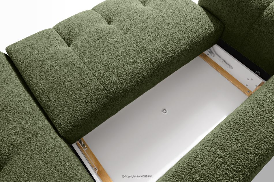 LIRA Rohová pohovka v japandi štýle boucle látka olivová vpravo olivová - obrázok 15