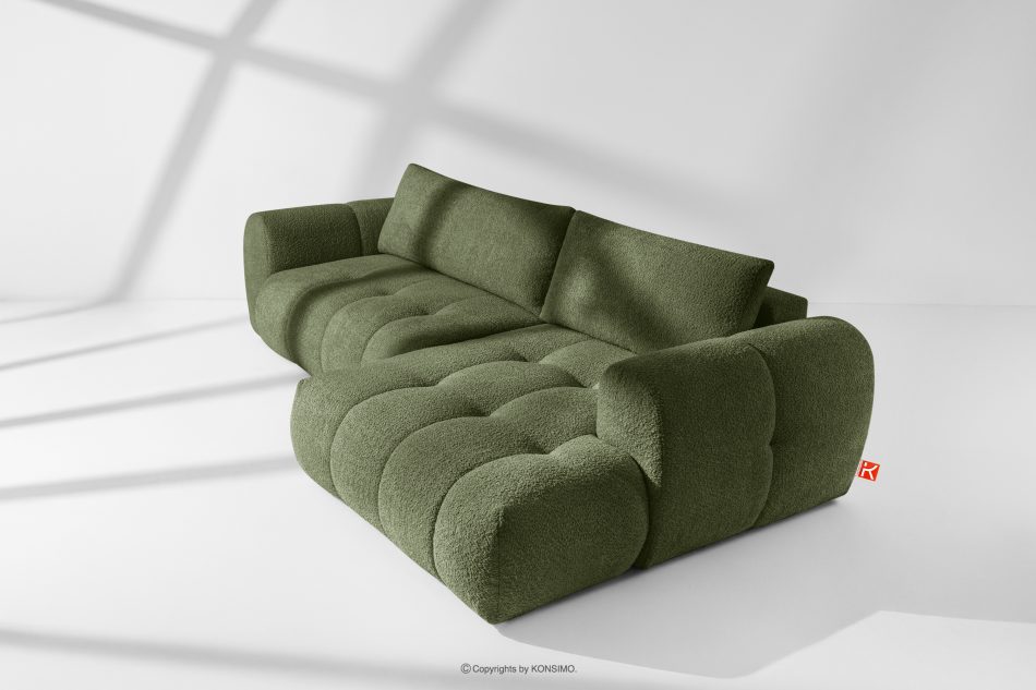 LIRA Rohová pohovka v japandi štýle boucle látka olivová vpravo olivová - obrázok 18