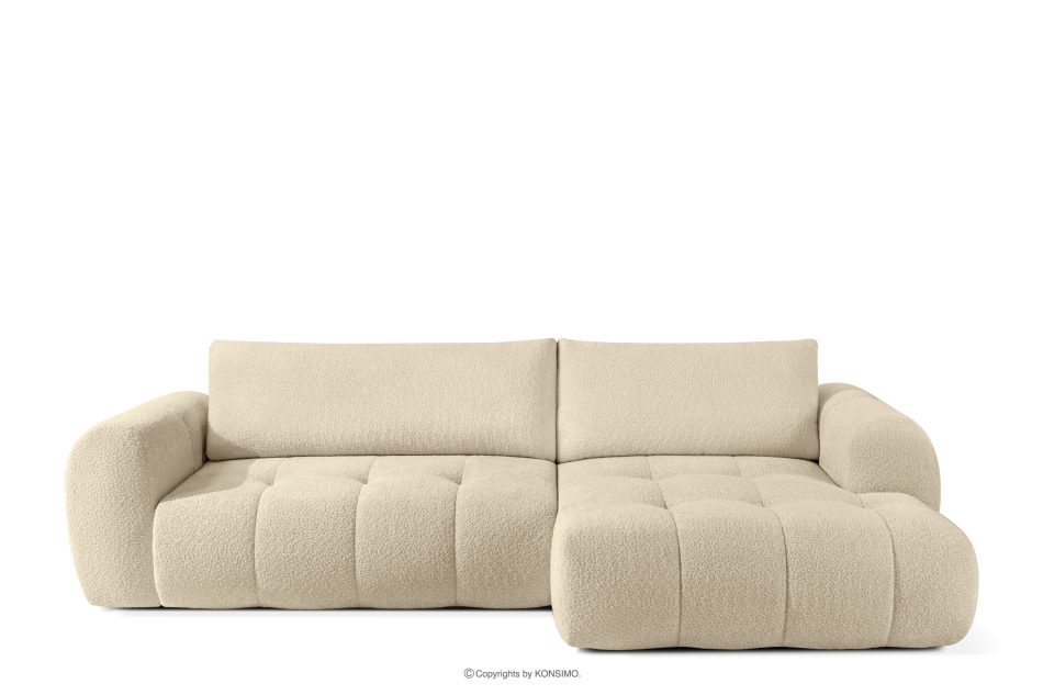 LIRA Rohová pohovka z boucle tkaniny svetlo béžovej farby vpravo svetlo béžová - obrázok 0