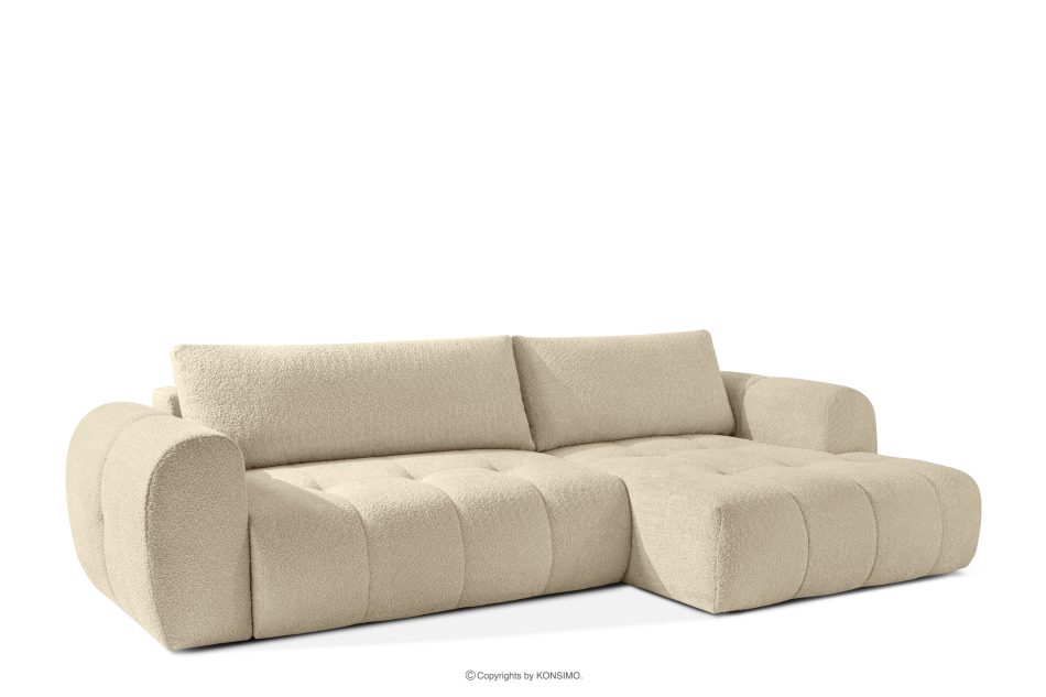 LIRA Rohová pohovka z boucle tkaniny svetlo béžovej farby vpravo svetlo béžová - obrázok 2