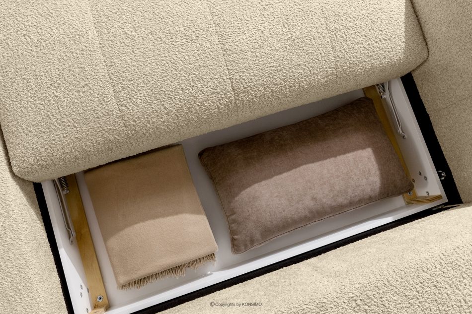 LIRA Rohová pohovka z boucle tkaniny svetlo béžovej farby vpravo svetlo béžová - obrázok 16