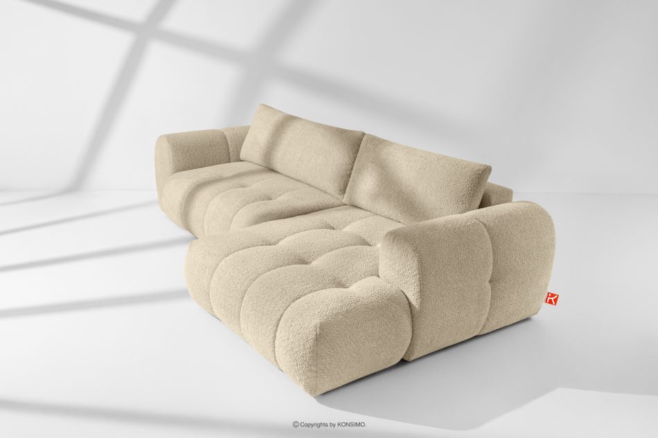 LIRA Rohová pohovka z boucle tkaniny svetlo béžovej farby vpravo svetlo béžová - obrázok 18