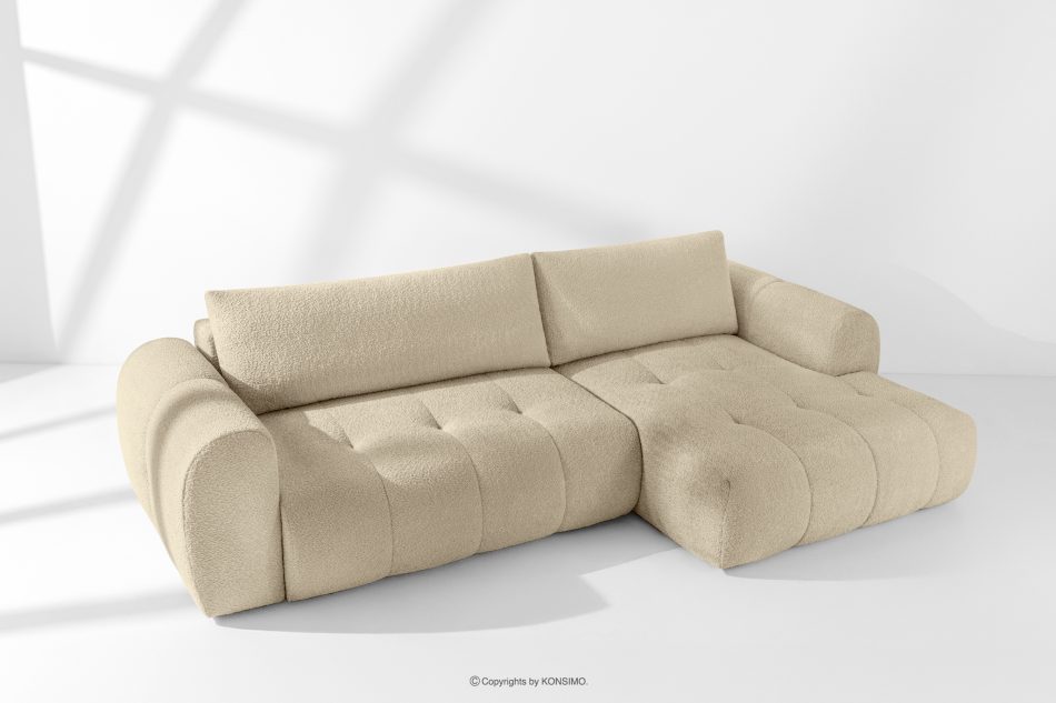 LIRA Rohová pohovka z boucle tkaniny svetlo béžovej farby vpravo svetlo béžová - obrázok 20