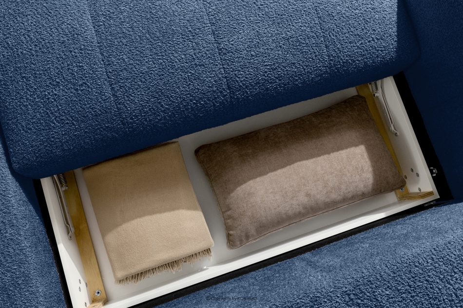 LIRA Rohová pohovka v japandi štýle boucle navy blue vpravo tmavomodrá - obrázok 16