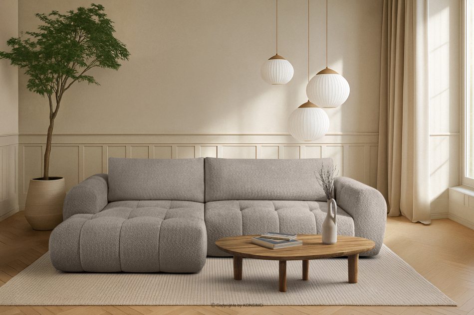 LIRA Rohová pohovka s látkou boucle sivá vľavo sivá - obrázok 21