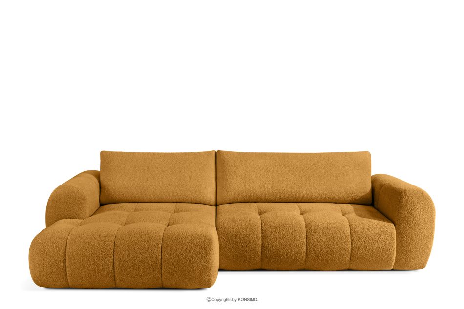 LIRA Rohová pohovka v japandi štýle s látkou boucle medová vľavo medová - obrázok 0