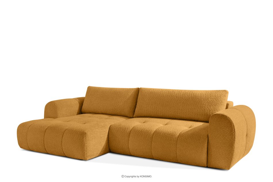 LIRA Rohová pohovka v japandi štýle s látkou boucle medová vľavo medová - obrázok 2