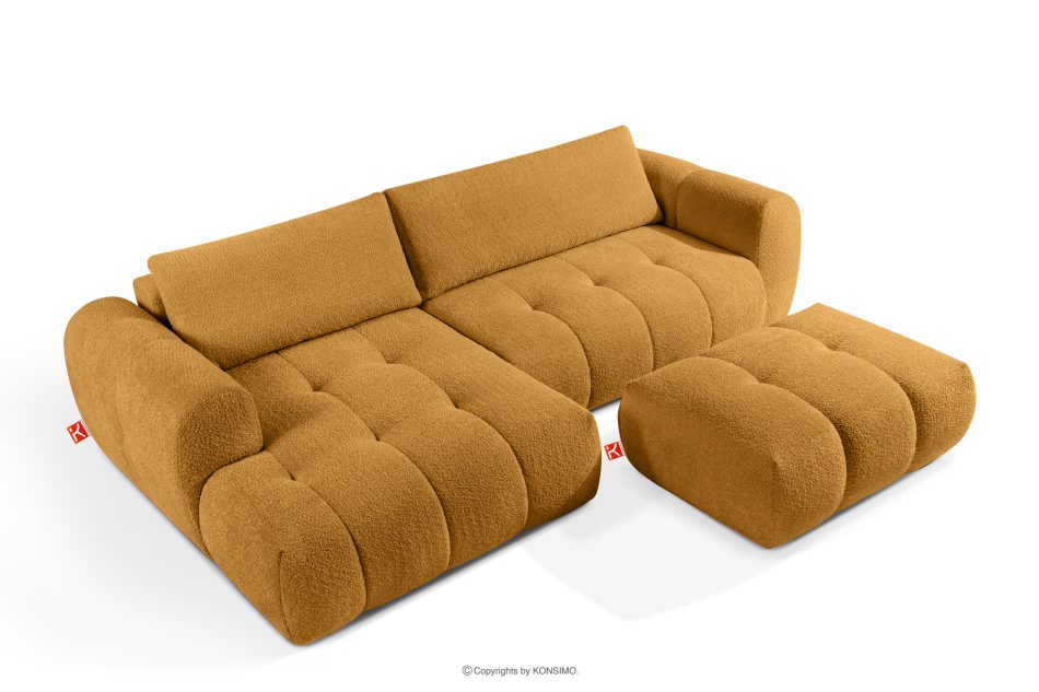 LIRA Rohová pohovka v japandi štýle s látkou boucle medová vľavo medová - obrázok 6