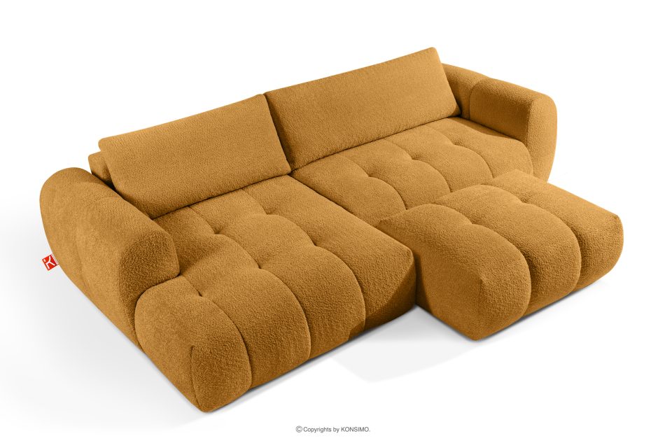 LIRA Rohová pohovka v japandi štýle s látkou boucle medová vľavo medová - obrázok 7