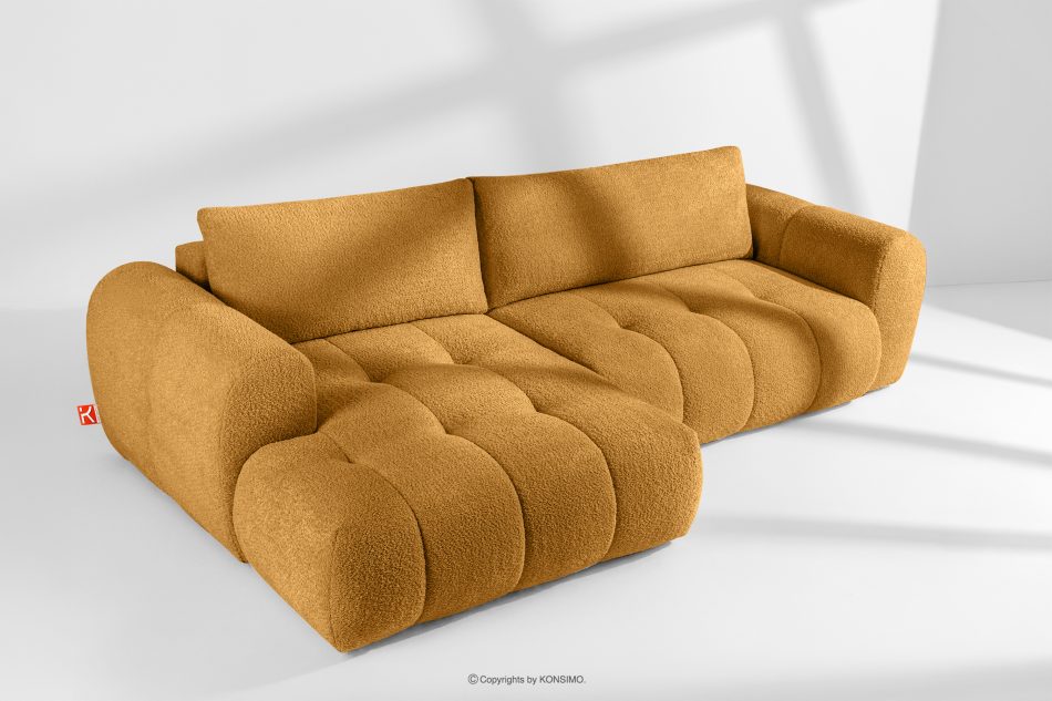 LIRA Rohová pohovka v japandi štýle s látkou boucle medová vľavo medová - obrázok 1