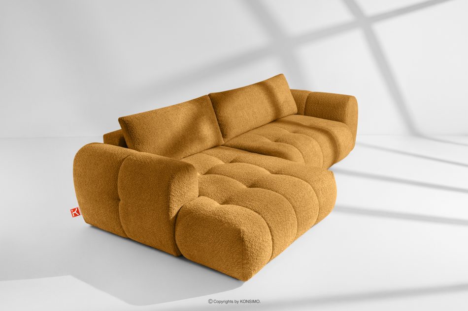 LIRA Rohová pohovka v japandi štýle s látkou boucle medová vľavo medová - obrázok 18