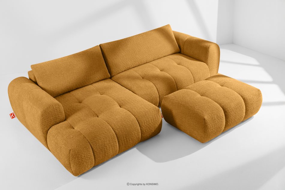 LIRA Rohová pohovka v japandi štýle s látkou boucle medová vľavo medová - obrázok 19