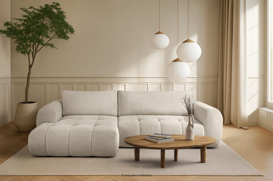 LIRA Rohová pohovka z látky boucle biela vľavo biela - obrázok 21