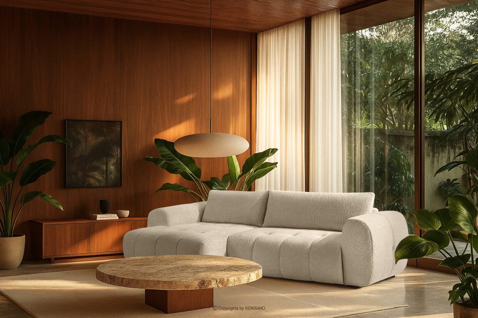 LIRA Rohová pohovka z látky boucle biela vľavo biela - obrázok 22