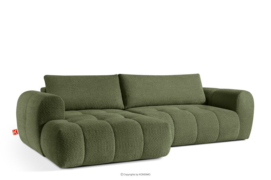 LIRA Rohová pohovka boucle v japandi štýle olivová vľavo olivová - obrázok 3