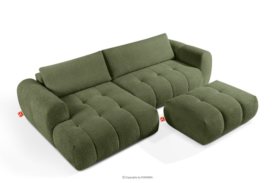 LIRA Rohová pohovka boucle v japandi štýle olivová vľavo olivová - obrázok 6