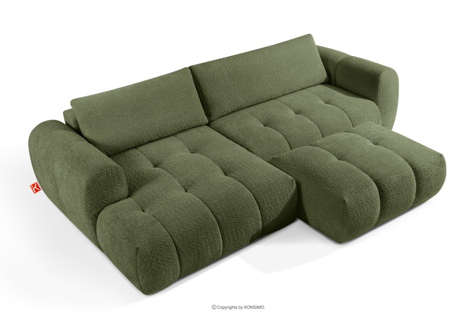 LIRA Rohová pohovka boucle v japandi štýle olivová vľavo olivová - obrázok 7