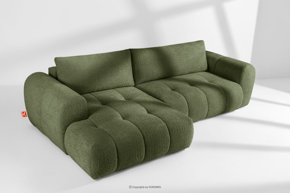 LIRA Rohová pohovka boucle v japandi štýle olivová vľavo olivová - obrázok 1