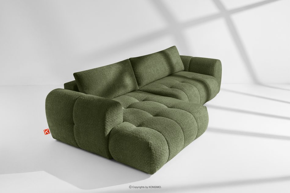 LIRA Rohová pohovka boucle v japandi štýle olivová vľavo olivová - obrázok 18