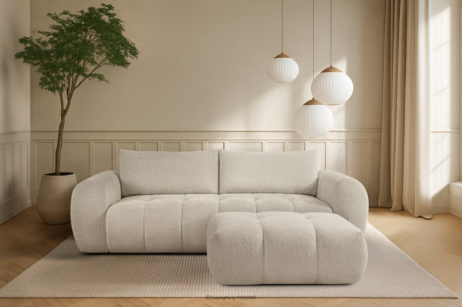 LIRA Pohovka a puf z látky boucle biela biela - obrázok 25